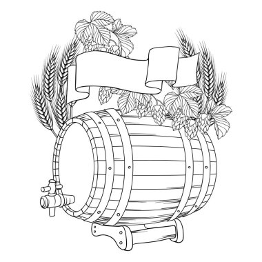 Bir fıçı bardak buğday sıçramasının vektör illüstrasyonu.