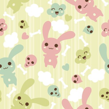 doodle ile Seamless modeli. vektör kawaii illüstrasyon.