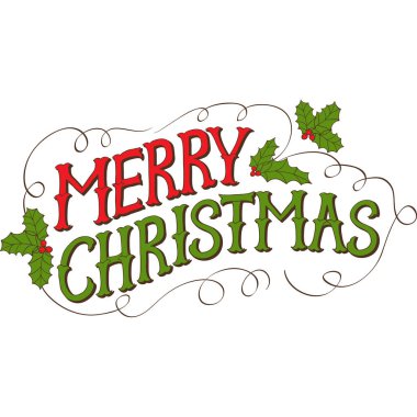 Vintage neşeli Noel kartı. vektör yazı el çekilmiş.