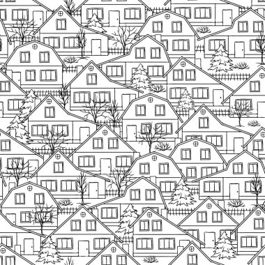 Dikişsiz vektör desen ve ağaçları ile.