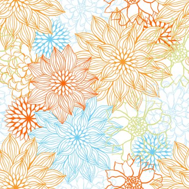 Vektör arka plan ile çizilmiş çiçek ver. (Seamless modeli).