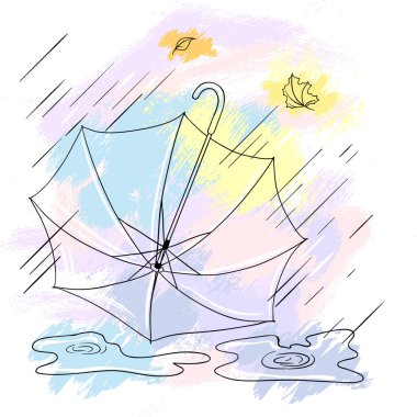 arka plan collor şemsiye ile. sonbahar vektör çizim.