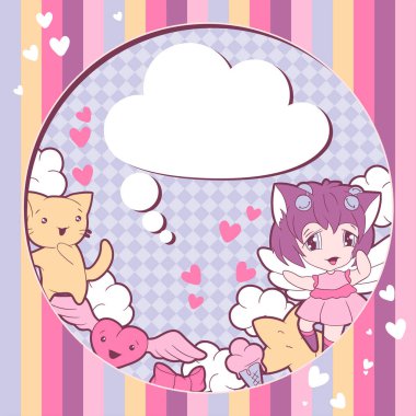 doodle ile arka plan. vektörel sevimli kawaii illüstrasyon.