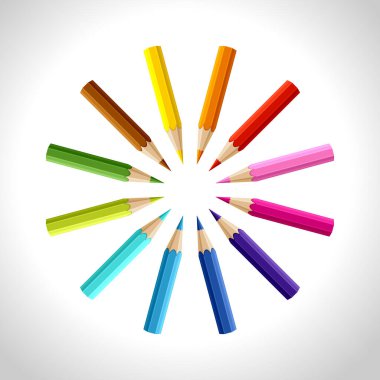 arka plan ile renkli kalemler. vektör kavramsal çizimi.