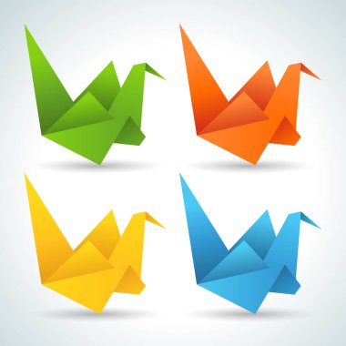 Origami soyut kağıt kuş koleksiyonu.