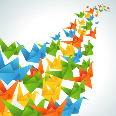 arka plan origami kağıt kuş uçuş.