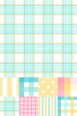 9 adet kusursuz soyut retro desen seti.