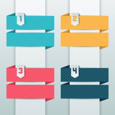 Desenli arkaplan numaralandırılmış origami pankartları.