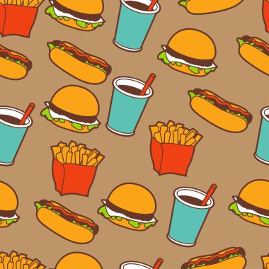 Fast food seamless modeli retro tarzı.