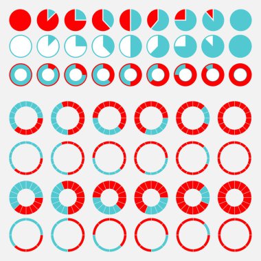 parlak renkli pasta grafikleri kümesi.