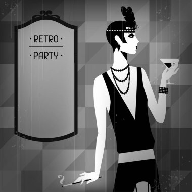 1920'lerin tarzı güzel bir kız ile Retro parti arka plan.