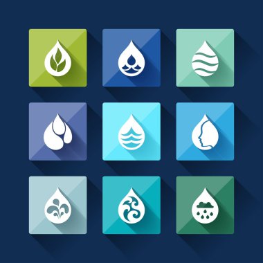 su damla simgeleri düz tasarım stil.