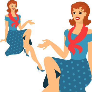 güzel pin-up kızı 1950'ler tarzı.