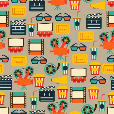 Film öğeleri ve sinema simgeler seamless modeli. 