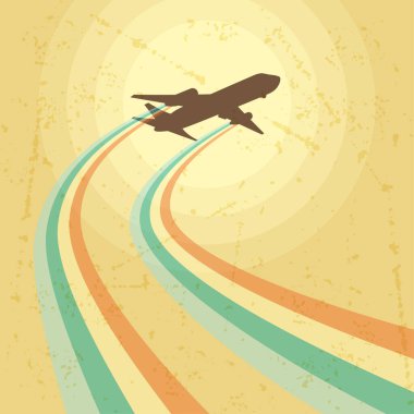 gökyüzünde uçan uçak çizimi.