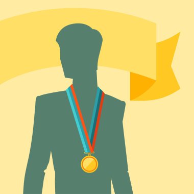 premium madalya ile adam silüeti.