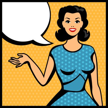 pop sanat tarzı retro kız resmi.