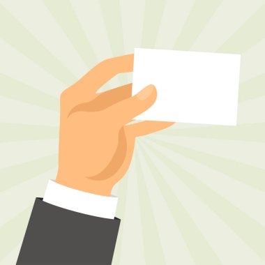 Kartvizit holding yassı tasarım tarzında el.