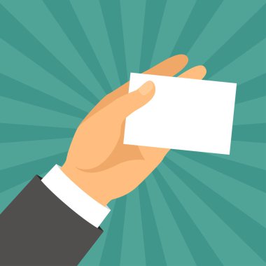 Kartvizit holding yassı tasarım tarzında el.