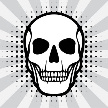 Kafatası pop sanat arka planda gösteren resim.