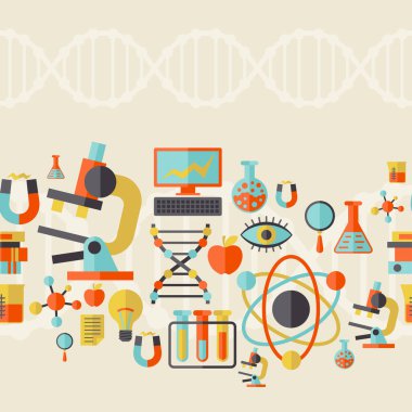 Bilim seamless modeli düz tasarım stili.