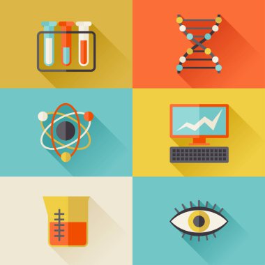 Bilim simgeleri düz tasarım stil.