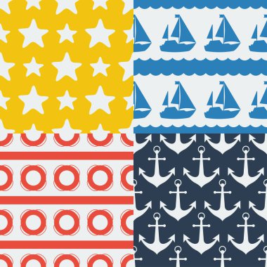 Deniz Dikişsiz desen düz tasarım stili ayarla.