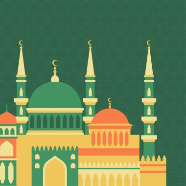 Cami düz tasarım stili ile İslam tebrik kartı.