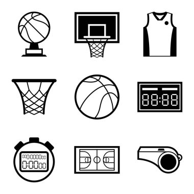 düz tasarım tarzında basketbol Icon set.