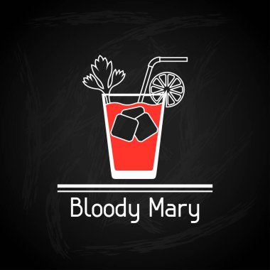 bloody mary menü kapak bardak illüstrasyon.