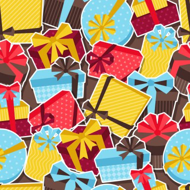 etiket hediye kutuları ile sorunsuz kutlama desen.