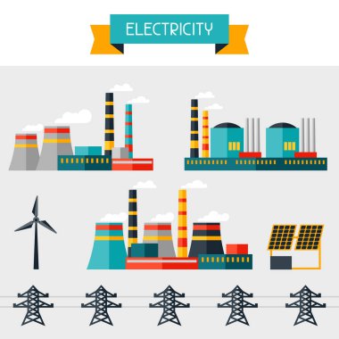 Elektrik Sanayi enerji santrallerinin düz tasarım stili olarak ayarla.