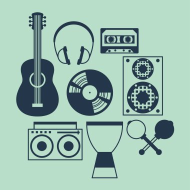 düz tasarım tarzında müzik aletleri bir dizi.