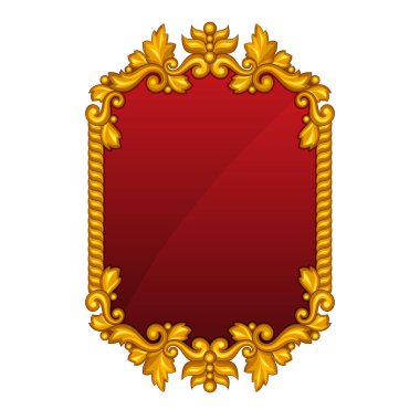 Barok süsleme antika altın çerçeve beyaz zemin üzerine.