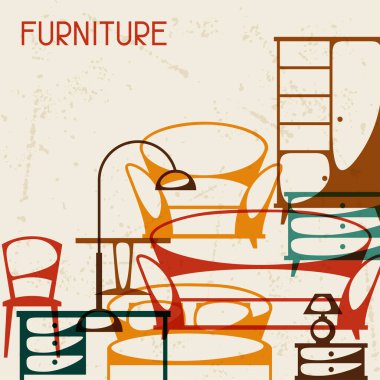 Retro tarzı mobilyalarla iç arka plan.