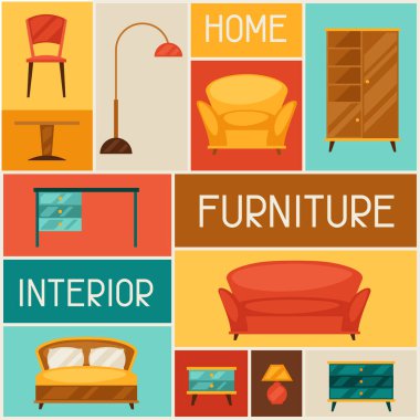 Retro tarzı mobilyalarla iç arka plan.