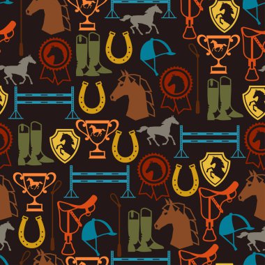 Düz stil at teçhizatı ile kusursuz desen.