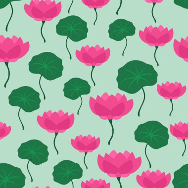 Stilize lotus çiçekleri ile Dikişsiz tropikal desen.