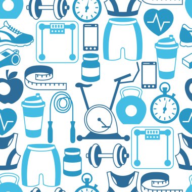 Spor fitness simgeleri düz tarzı ile seamless modeli.