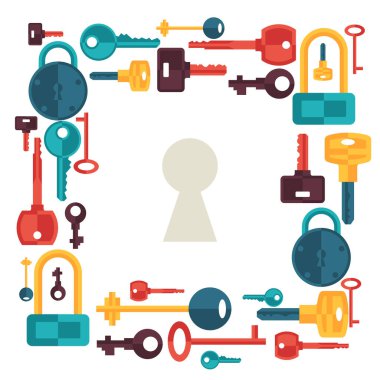 Arka plan tasarım ile kilit ve anahtarları kutsal kişilerin resmi.