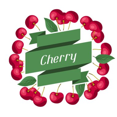 Doğa arka plan tasarımı ile stilize taze kiraz.