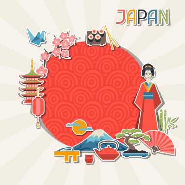Japonya arka plan tasarımı. Japon konulu illüstrasyon.