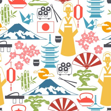 Japonya seamless modeli. Japon konulu illüstrasyon.