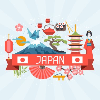 Japonya arka plan tasarımı. Japon konulu illüstrasyon.
