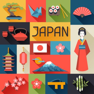 Japonya arka plan tasarımı. Japon konulu illüstrasyon.