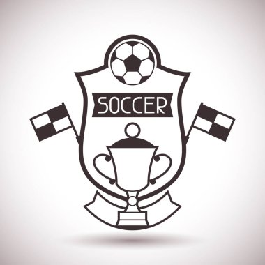 Arka plan üzerinde futbol sembollerle spor etiket.