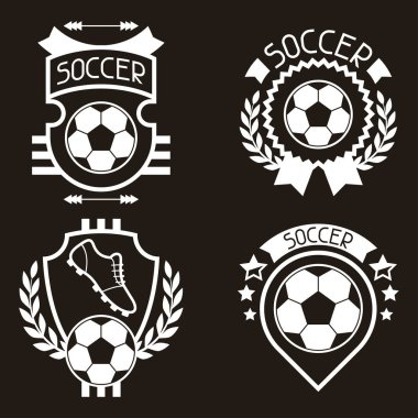 Futbol futbol sembolleri ile spor rozetleri ve etiketleri seti.