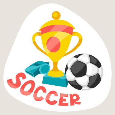Futbol sembolleri karikatür tarzı ile spor arka plan.