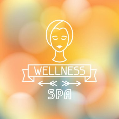 Soyut bulanık arka planda spa sağlıklı yaşam etiketi.