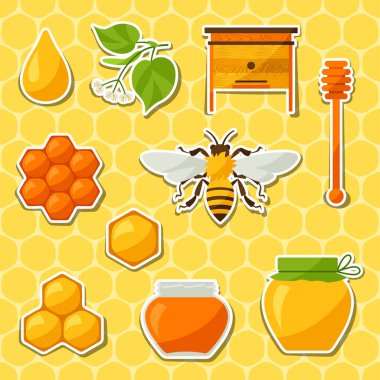 Arka plan tasarım bal ve arı nesnelerle.